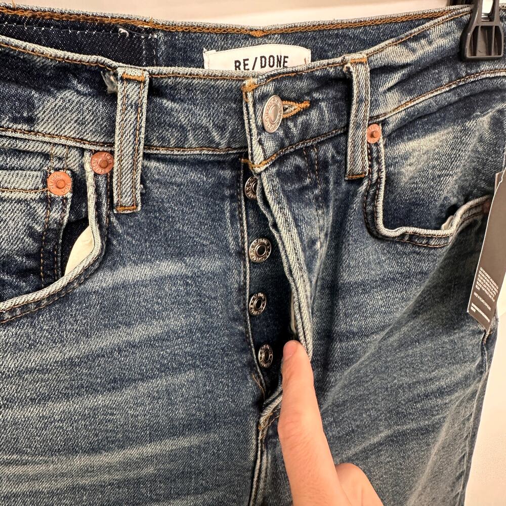 RE/DONE NWT High Rise Wide Leg Crop Denim Jeans in Crafted Indigo // 24 - Picture 8 of 15